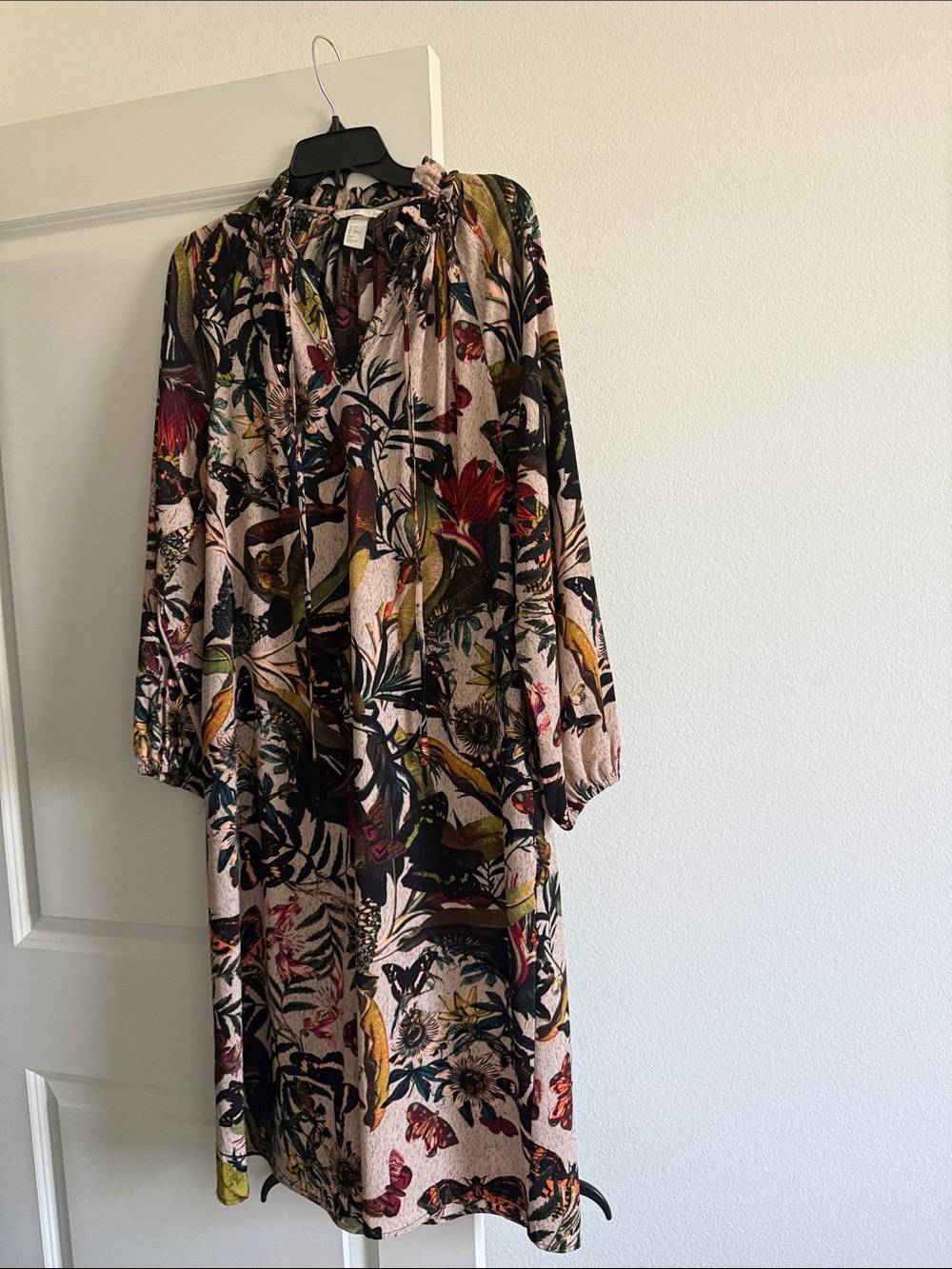 Forever 21 Floral Midi Dress in Multi (Pink, Black, Green, Yellow)
